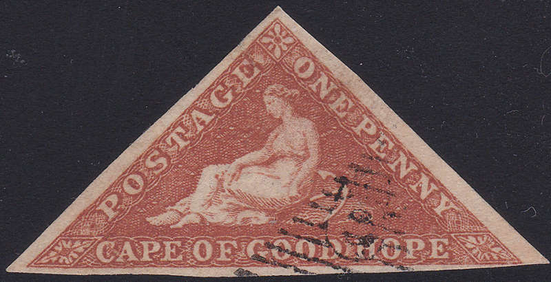 CAPE OF GOOD HOPE 1857 SACC5 - 1d BRICK-RED  -SUPERB USED  - CV R40000
