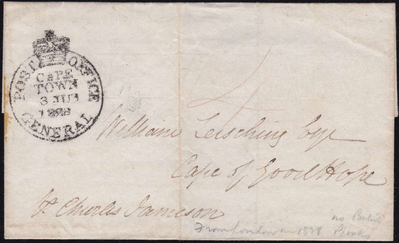 Cape of Good Hope : Stampless Cover - JUNE 1828(TYPE 10)