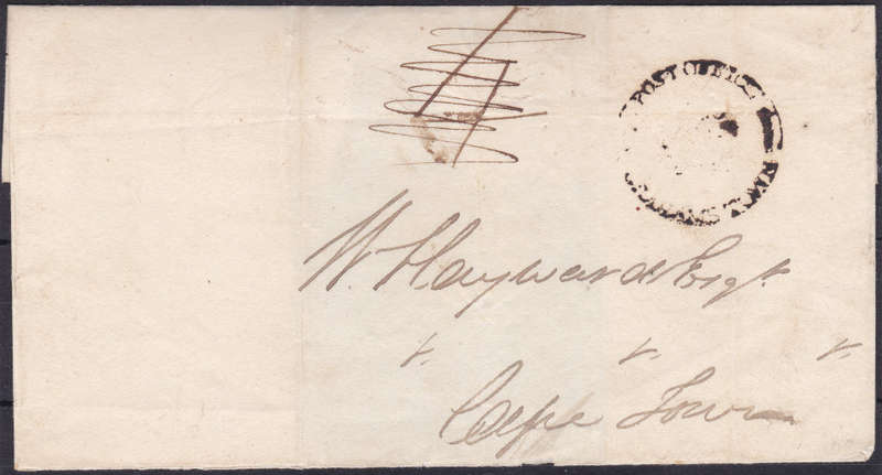 Cape of Good Hope : Stampless Cover - GRAHAMSTOWN CANCEL(TYPE 7)