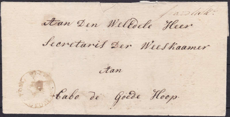 Cape of Good Hope : Stampless Cover - GEORGE CANCEL(TYPE 5)