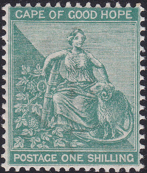 CAPE OF GOOD HOPE 1885 SACC48 1/- GREEN LMM CV R6000