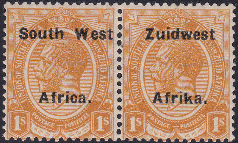 SWA 1924 TYPE VI SACC46 1/- ORANGE BILINGUAL PAIR MM