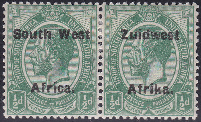 SWA 1924 TYPE VI SACC40 ½d GREEN BILINGUAL PAIR MM