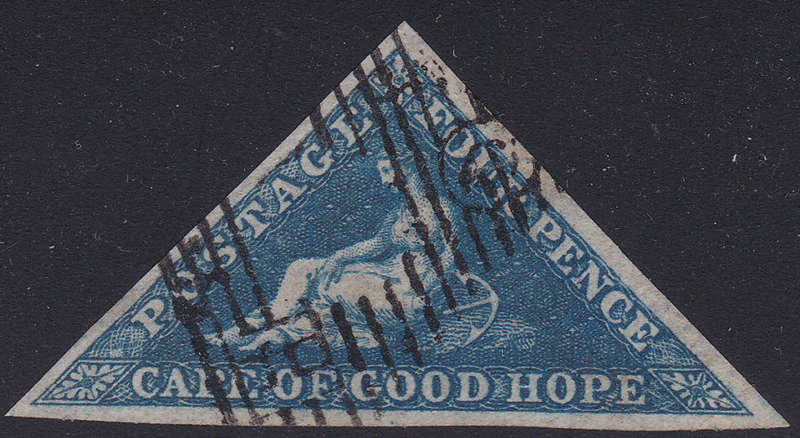 Cape of Good Hope : 1853 SACC2 4d DEEP BLUE(DEEPLY BLUED PAPER) - VERY FINE USED CV R5500