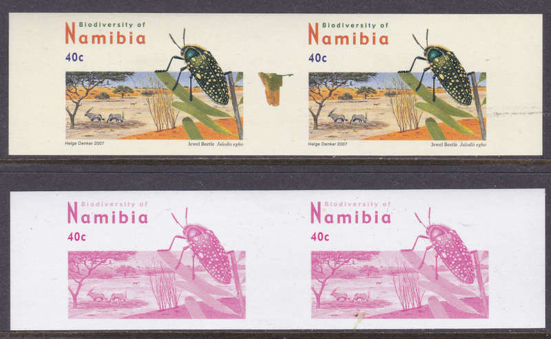 NAMIBIA 2007 SACC543 4TH DEF ISSUE - 7 PLATE PROOFS OF THE 40c IN VARIOUS COLOURS(WHITE PAPER) - UM