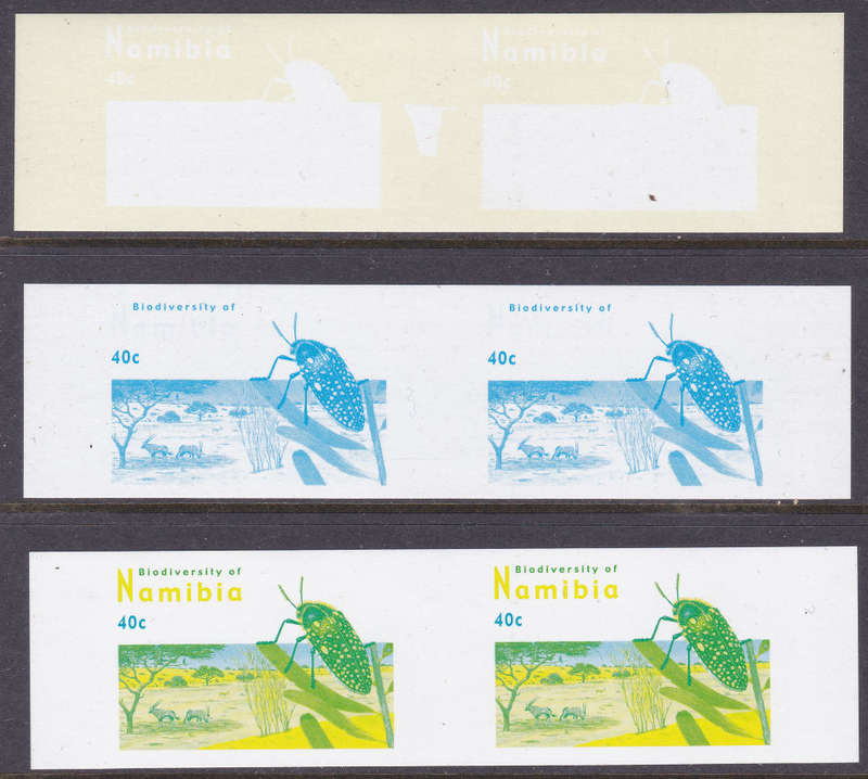 NAMIBIA 2007 SACC543 4TH DEF ISSUE - 7 PLATE PROOFS OF THE 40c IN VARIOUS COLOURS(WHITE PAPER) - UM