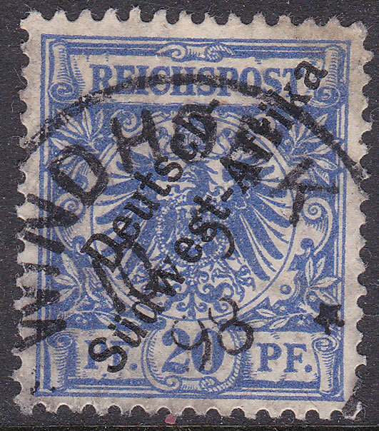GERMAN SWA 1897 SACC4 20Pfg ULTRAMARINE - VFU - CV R110