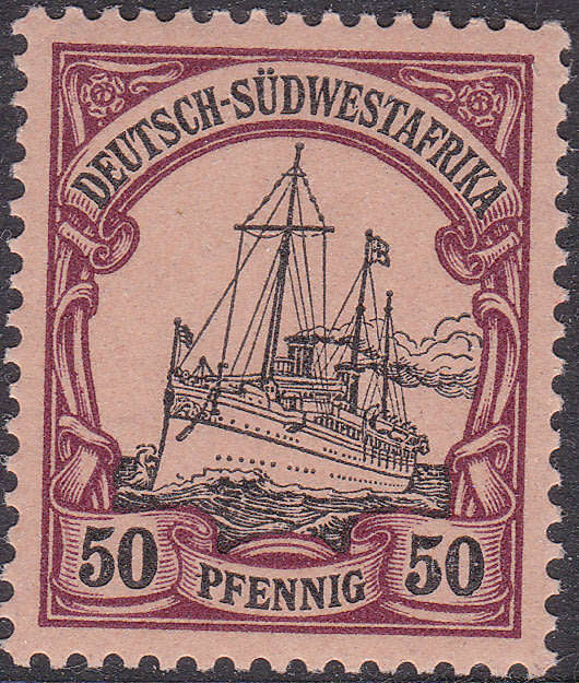 GERMAN SWA 1901 SACC20 50Pfg VIOLET-BLACK ON FLESH - UM CV R200