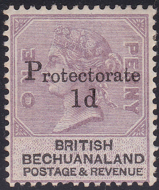 BECHUANALAND 1888 SACC39 1d ON 1d LILAC and BLACK MM CV R400