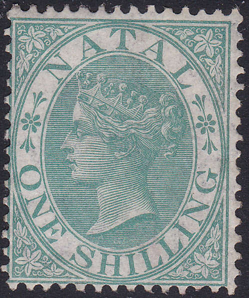 NATAL 1867 SACC21 1/- GREEN - SUPERB VLMM - CV R4500
