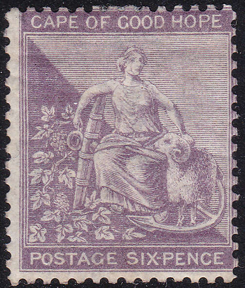 CAPE OF GOOD HOPE 1864-77 SACC20a 6d DEEP LILAC MM CV R11000