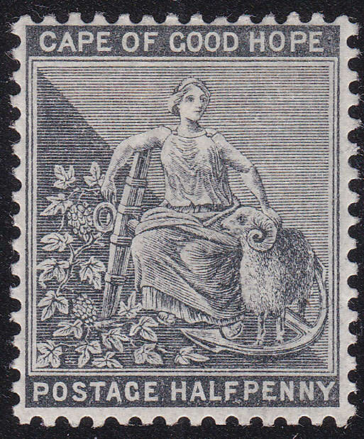 Cape of Good Hope 1876 SACC23 ½d DARK GREY-BLACK (WM CROWN CC) MM - CV R700