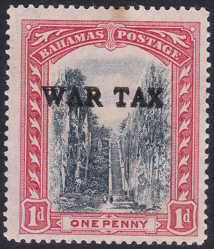 BAHAMAS 1919 SG93b 1d BLACK & RED WITH DOUBLE OVERPRINT LMM - RARE - CV £1700+
