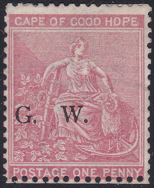 Griqualand West : 1877 SACC2 1d PALE CARMINE-RED MM CV R20000(BPA CERT)