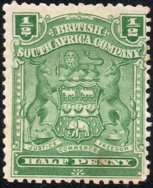 BSAC / Rhodesia : SACC68 ½d Deep-green MM CV R250
