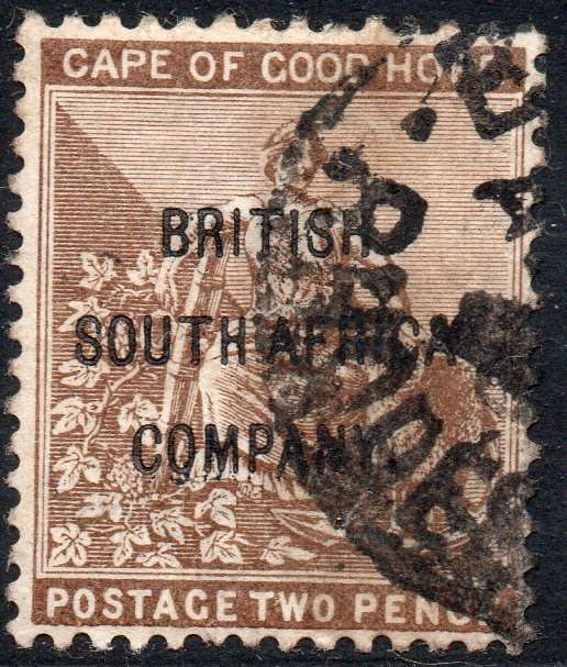 BSAC / Rhodesia 1896 SG60 2d Deep Bistre Fine Used CV £14(2017)