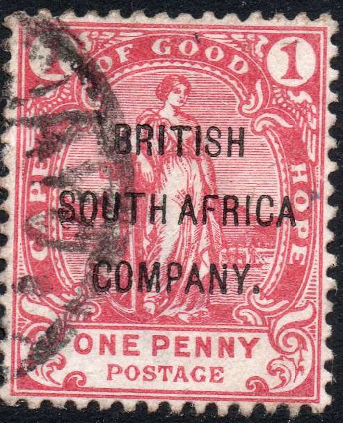 BSAC / Rhodesia 1896 SG59 1d Rose-red VFU CV £28(2017)