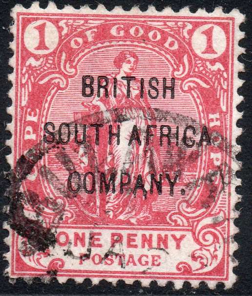 BSAC / Rhodesia 1896 SG59 1d Rose-red VFU CV £28(2017)