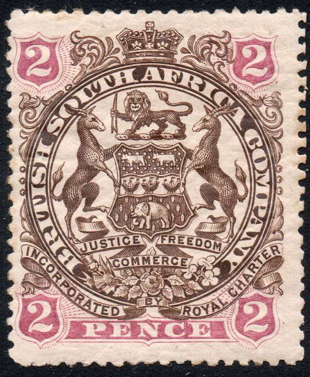 BSAC/Rhodesia : 1897 SG68 2d Brown & Mauve MM £26(2017)