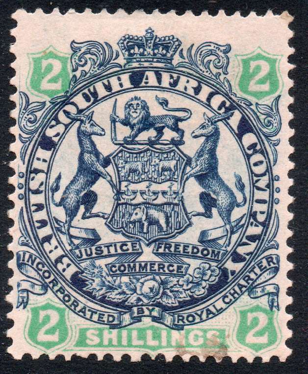B.S.A.C/Rhodesia SG47 2/- Indigo & Green/Buff -  MM CV £55(2017)