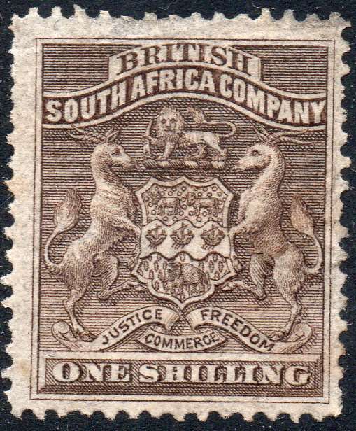 BSAC / Rhodesia : SG4 1/- Grey-brown MM CV £50(2017)
