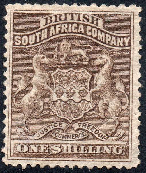 BSAC / Rhodesia : SG4 1/- Grey-brown MM CV £50(2017)