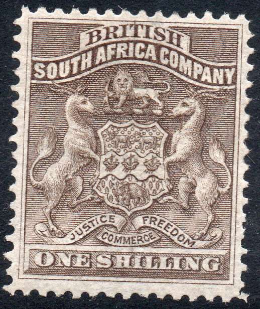 BSAC / Rhodesia : SG4 1/- Grey-brown MM CV £50(2017)