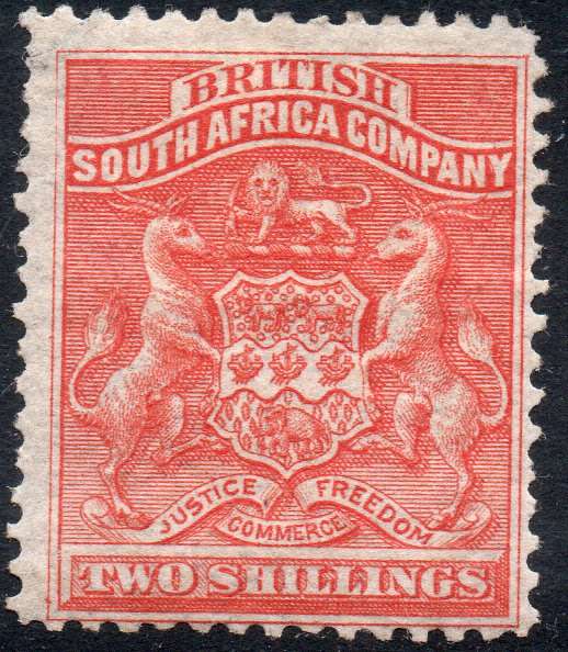 BSAC / Rhodesia 1892 SG5  2/- Vermillion -  MM CV £75(2017)