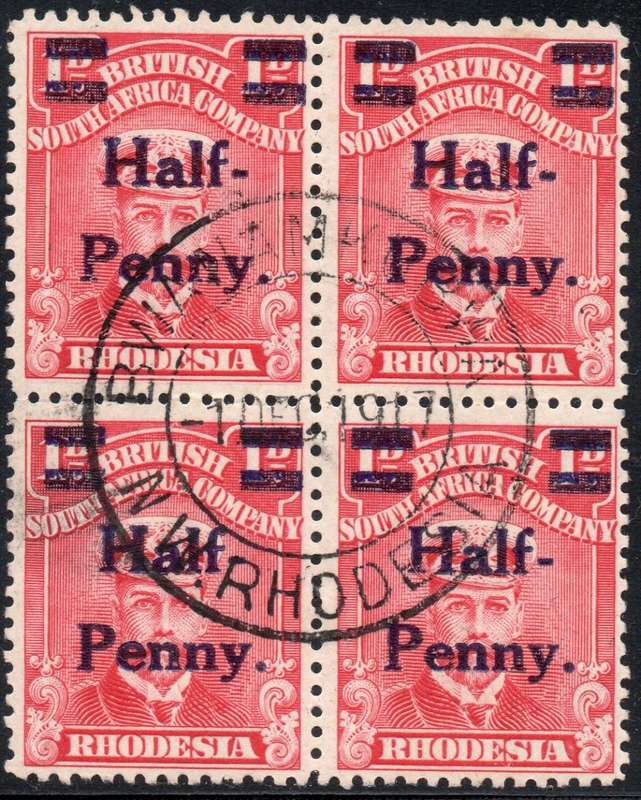 B.S.A.C. /Rhodesia 1896-7 SG281 ½d on 1d Rose-carmine Used BO4