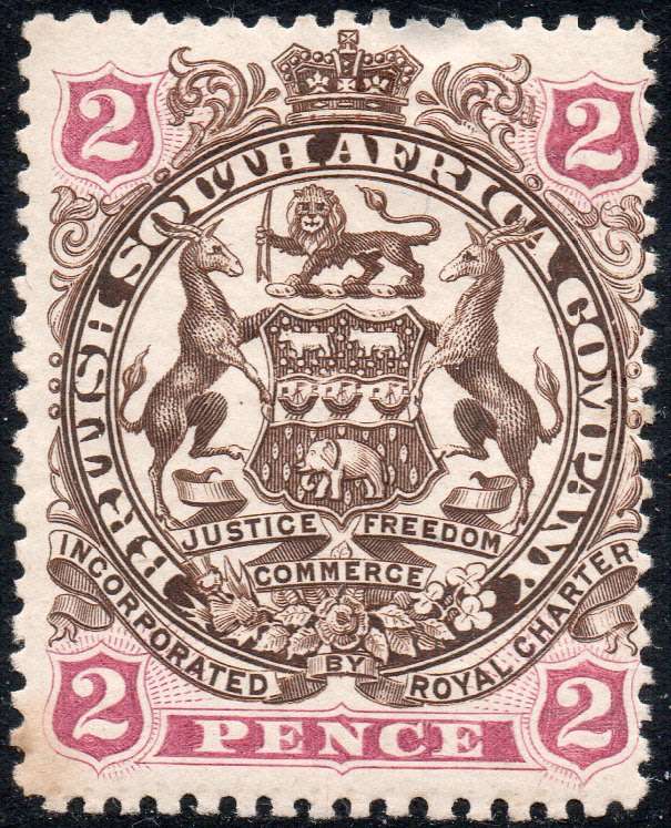 BSAC/Rhodesia : 1897 SG68 2d Brown & Mauve MM £26(2017)
