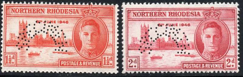 Northern Rhodesia 1946 SG46s // 47s - Victory ``SPECIMEN`` set of 2 - UM - CV £150(2017)