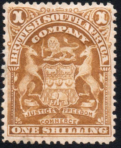 BSAC / Rhodesia : SG84c 1/- Bistre-brown MM CV £75(2017)