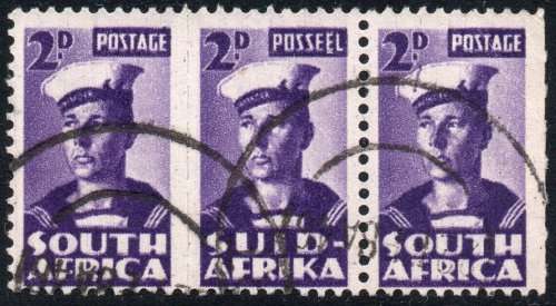 Union of SA - 1942-44 SG100d 2d VIOLET(LINE ON CAP VARIETY) VFU CV £80(2017)