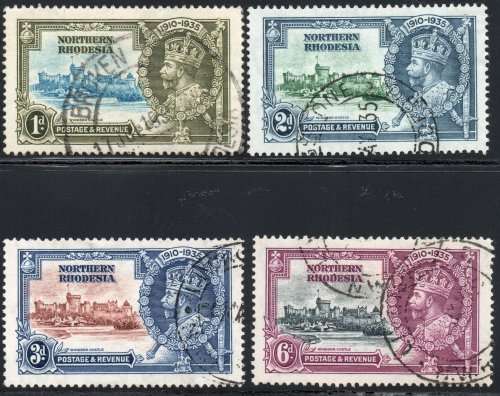 Northern Rhodesia 1935 Silver Jubilee - Used set of 4 - VFU CV £16(2017)