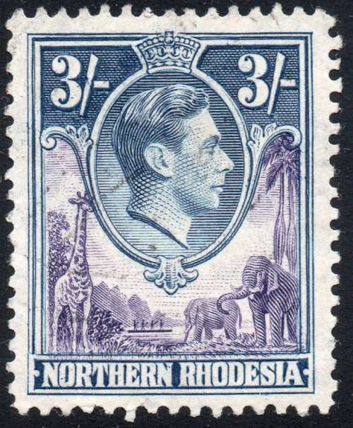 Northern Rhodesia SG42 3/- Violet and Blue - Superb, Extremely Lightly Used CV £18(2017)