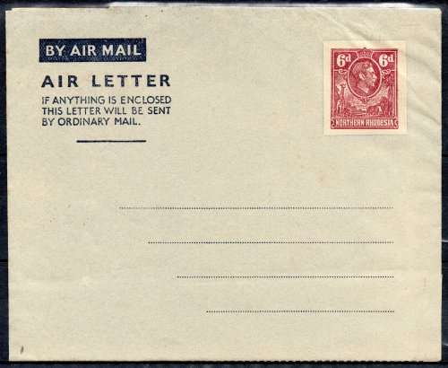 Northern Rhodesia KGVI : Unused 6d Air Letter- See Scans
