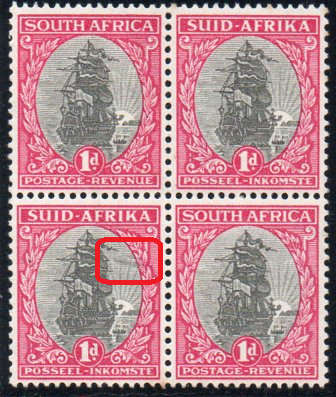 Union of SA - 1934 SG56 1d Grey and Carmine BO4 with `SMOKE TRAIL` VARIETY - UM/MM