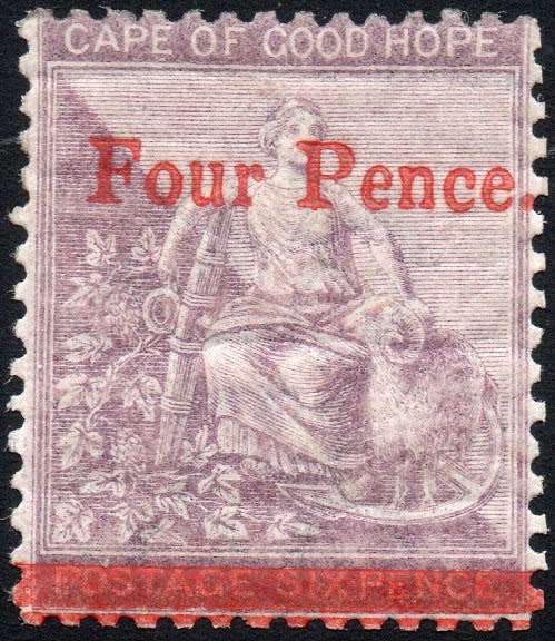 Cape of Good Hope 1868 : SACC22 : 4d on 6d Deep Lilac LMM CV R14000