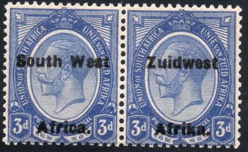 SWA 1924 TYPE V1 SACC43a 3d DEEP BRIGHT BLUE BILINGUAL PAIR MM (9,5mm , 16mm) CV R3500