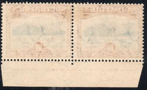 Union of SA - 1927 SACC39 10/- Bright blue and Brown INSCRIPTIONAL PAIR(P14) -  MM -  CV R12000