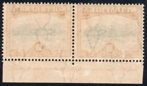 Union of SA - 1927 SACC39 10/- Bright blue and Brown INSCRIPTIONAL PAIR(P14) -  MM -  CV R12000