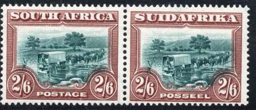 UNION OF SA 1927 LONDON PRINTING SACC37 : 2s6d GREEN and BROWN UM - CV R8500