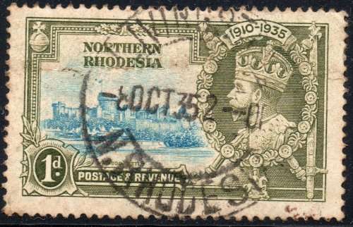 Northern Rhodesia 1935 SG18h 1d with dot by flagstaff - USED CV £275(2017)