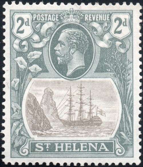 St. Helena 1923 SG100a 2d Grey and Slate with BROKEN MAINMAST CV £160(2017)