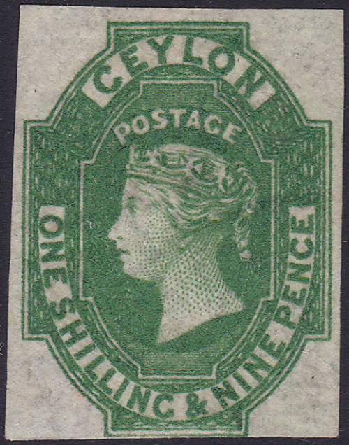 CEYLON - 1857 SG11 1s9d GREEN - VERY FINE MINT - CV £800(2017)