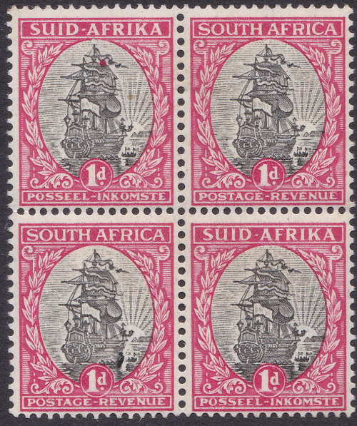 Union of SA - 1934 SG56 1d Grey and Carmine BO4 with varieties - UM/MM