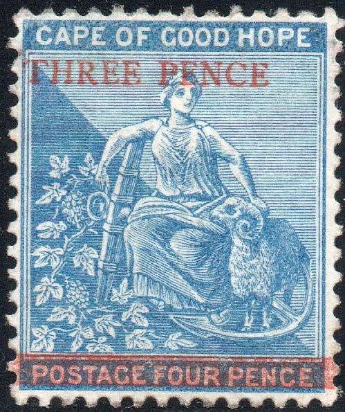 Cape of Good Hope 1879 : SACC29 : 3d on 4d BLUE - MM - CV R4500