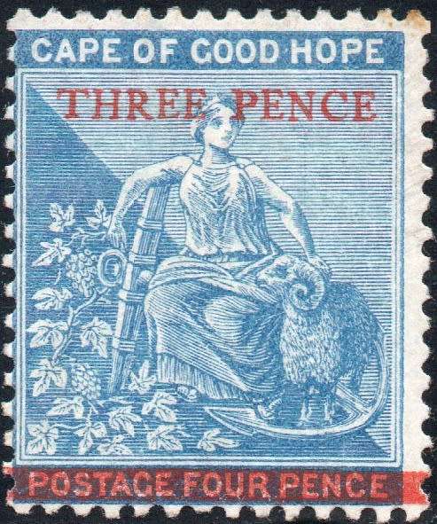 Cape of Good Hope 1879 : SACC29 : 3d on 4d BLUE - MM - CV R4500