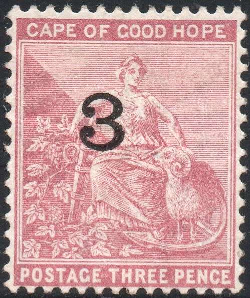 Cape of Good Hope 1880 SACC32 3d ON 3d Pale Dull Rose - MM - CV R3200