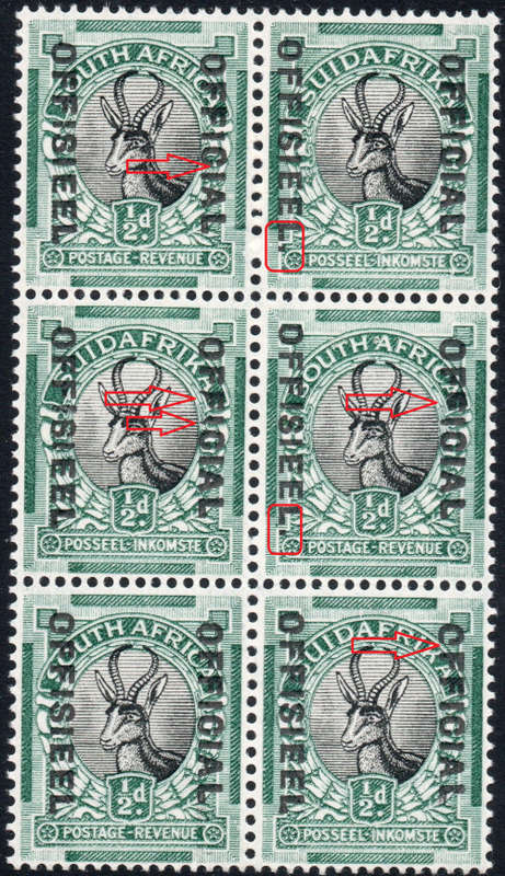 Union of SA - SACC11/11c ½d BLACK and GREEN BO6, 2 x ``STOP AFTER OFFISIEEL`` - UM - CV R2445